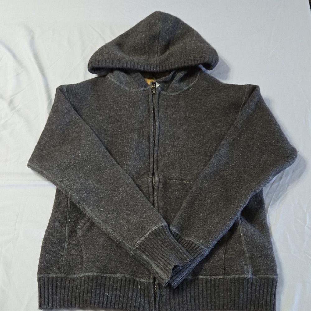 Vintaged Eddie Bauer Sz Large Charcoal Zip-Up Wool Hoodie
